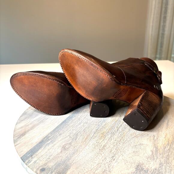 Bed Stu Isla Cobbler Brown Leather Ankle Boots Women’s 8.5 Rustic Heeled Booties - Picture 8 of 12